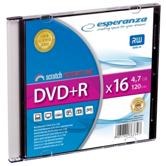 Płyta DVD+R ESPERANZA 4,7GB X16 - SLIM 