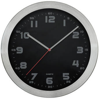 Zegar ścienny aluminiowy 29,5cm srebrny zz czarną tarczą MPM E01.2482.7090 