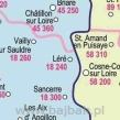 FRANCJA - mapa z podziałem na departamenty; kody pocztowe 80x100 1:870 000 - fragment 1:1