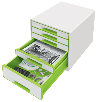 Pojemnik z 5 szufladami Leitz WOW, biały / zielony