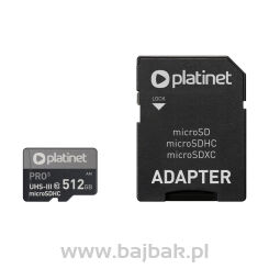 Karta pamięci Micro SDhc + adapter 512GB class10 UIII A2 90MB/s Platinet PMMSDX512UIII