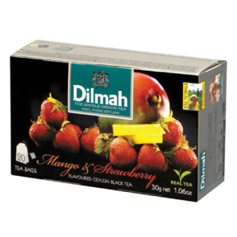 Herbata aromatyzowa Dilmah mango z truskawką 20 torebek z zawieszką
