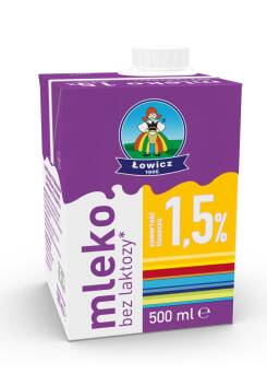 Mleko ŁOWICZ UHT bez laktozy 1.5% 0.5l 