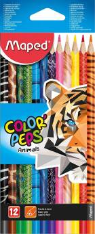 Kredki COLORPEPS ANIMALS trójkątne 12 kolorów  MAPED 