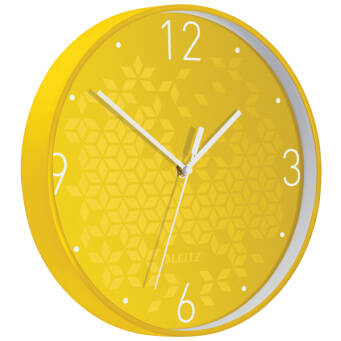 Cichy zegar ścienny Leitz WOW żółty 90150016 