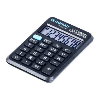 Kalkulator kieszonkowy DONAU TECH, 8-cyfr. wyświetlacz, wym. 89x59x11 mm, czarny