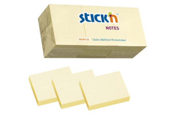 Notes samoprzylepny 38x51 żółty pastel STICK`N (12 sztuk po 100 kartek) 