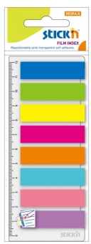 Zakładki indeksujące 8 kolorów neon x 25 Szt.STICK`N + Linijka 21345
