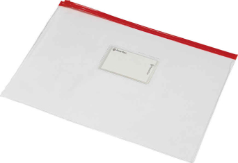 Teczka A4 PVC na suwak czerwona płaska  Panta Plast