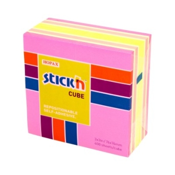 Notes samoprzylepny 76x76mix neon i pastel STICK`N 400 kartek