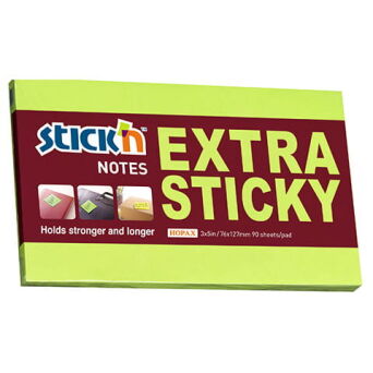 Notes samoprzylepny extra sticky 76x127mm zielony neonowy 90 kartek  21676