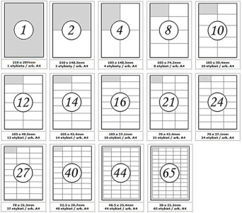 Etykiety samoprzylepne DATURA / DOTTS A4 70,42,3 mm 100 ark., 21 etyk.na arkuszu
