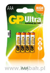 Bateria alkaliczna GP Ultra AAA / LR03 (4szt) 1.5V GPPCA24AU016 